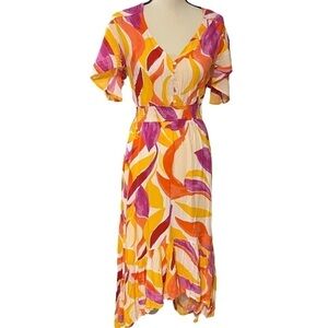 NWT Abel the Label Swish high low tiered maxi dress size XS